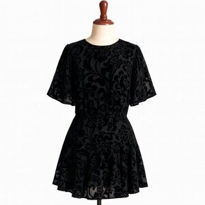 NEW Free People Manuka Burnout Velvet Mini Dress Black Size Small